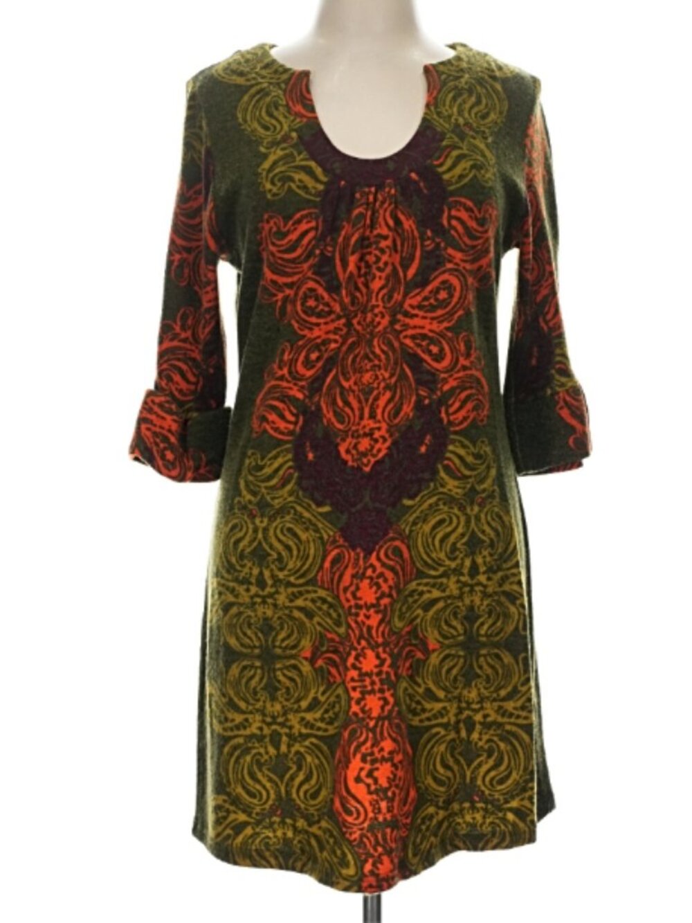 Baroque Print A-Line Dress
